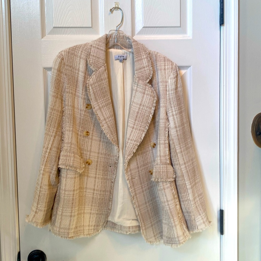 Fate Tweed Blazer beige, and cream color Size Women’s Small